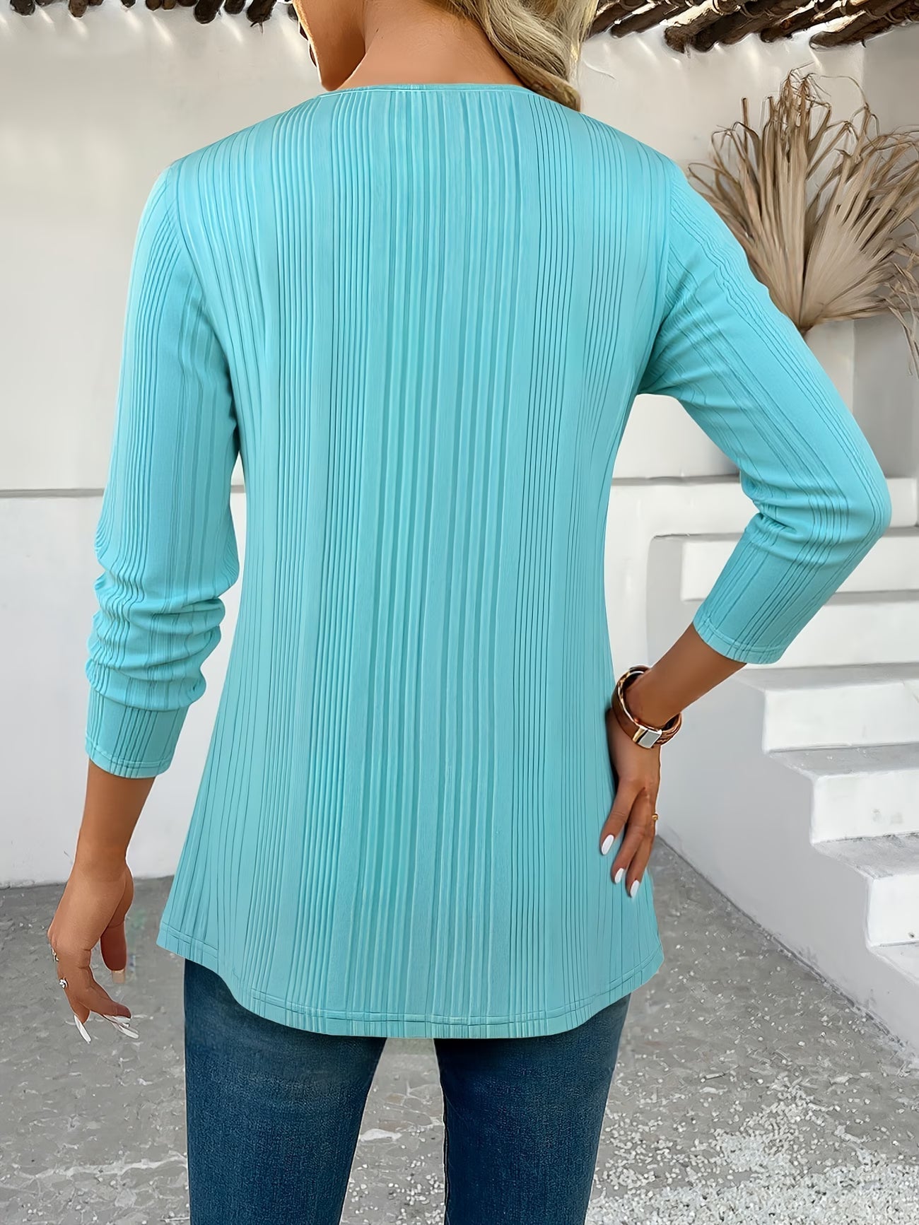 Lizeth | Ribbed Long Sleeve Printed Tunic
