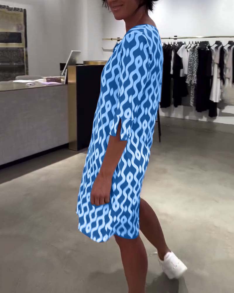 Jacqueline | Printed V-Neck Midi Smock Dress