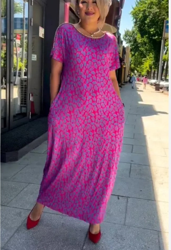Bettina | Printed Maxi Dress with Short Sleeves