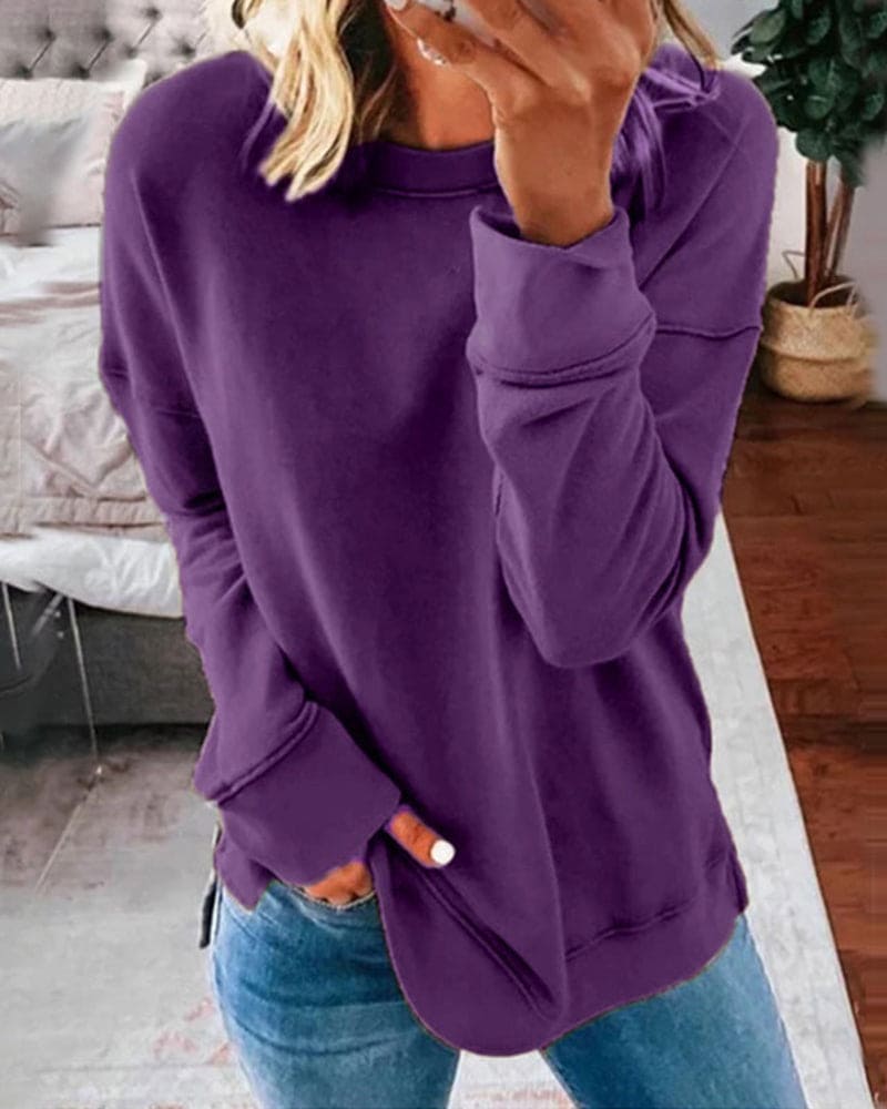 Gilda | Relaxed Long Sleeve Sweatshirt with Side Slits