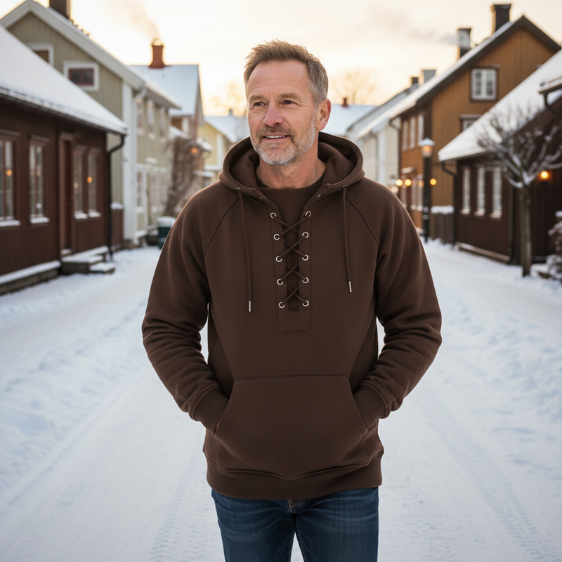Hovav | Sweatshirt with Lace-Up Hood and Kangaroo Pocket