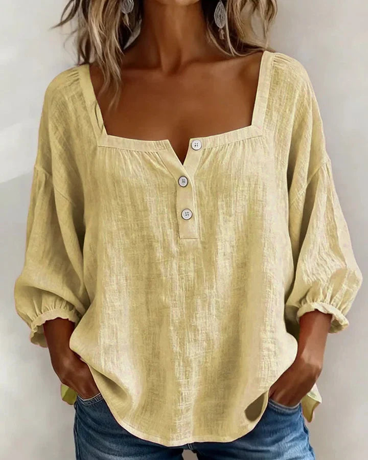 Leontien | Square Neck Button Blouse