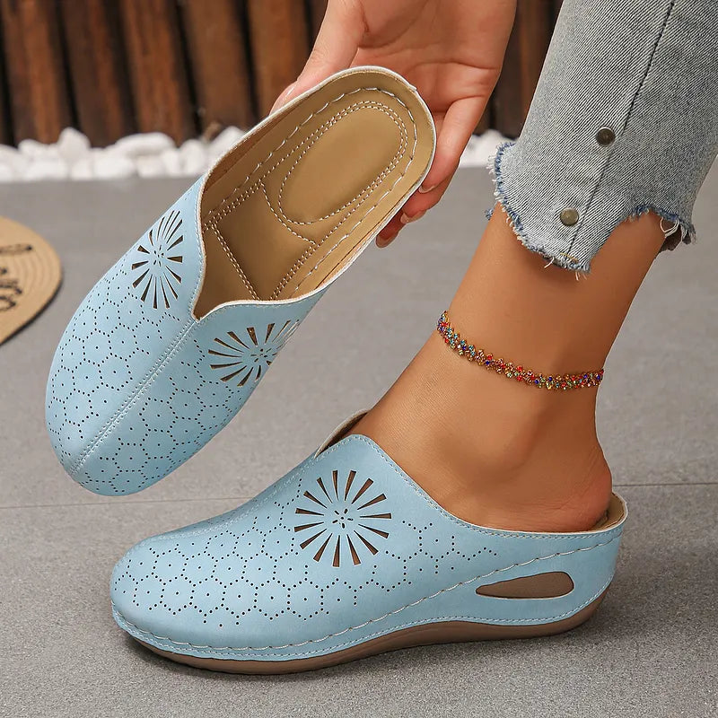 Lainey | Mule Clogs With Floral Cut Outs