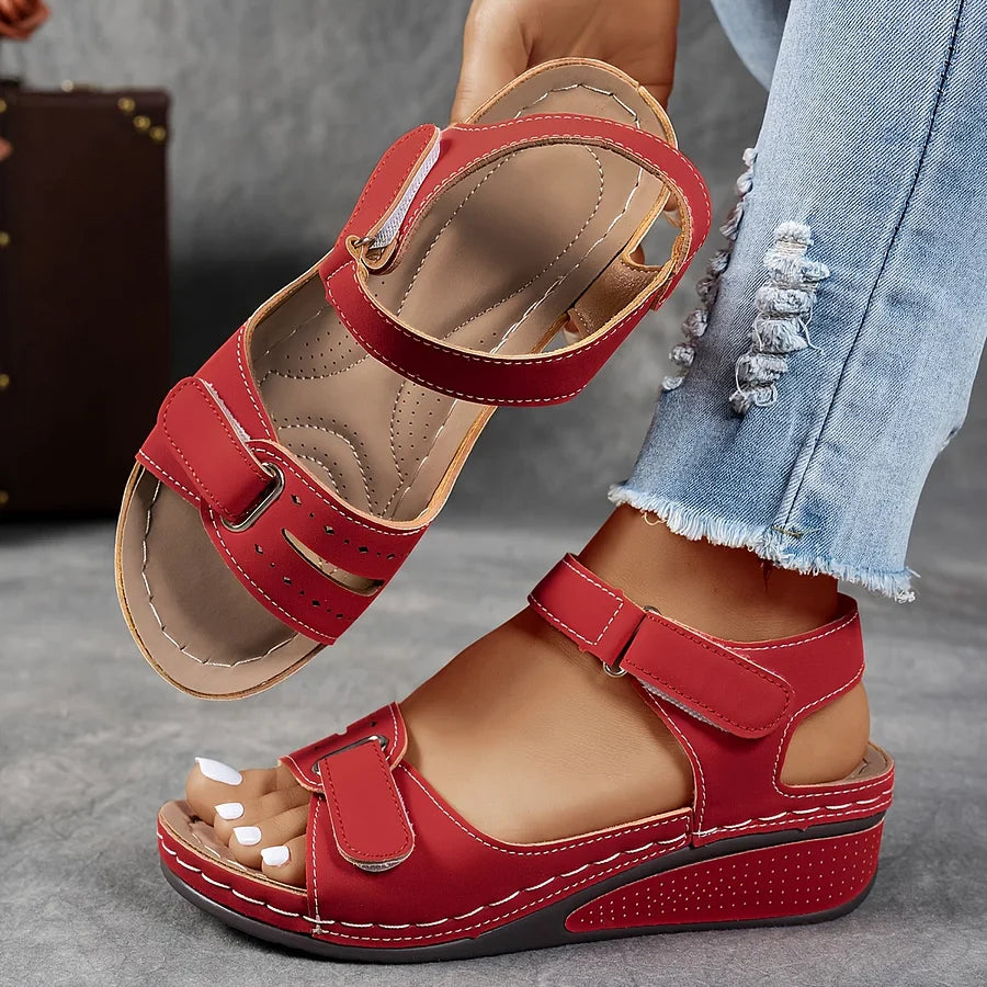 Genelia | Adjustable Strap Open Toe Wedge Sandals