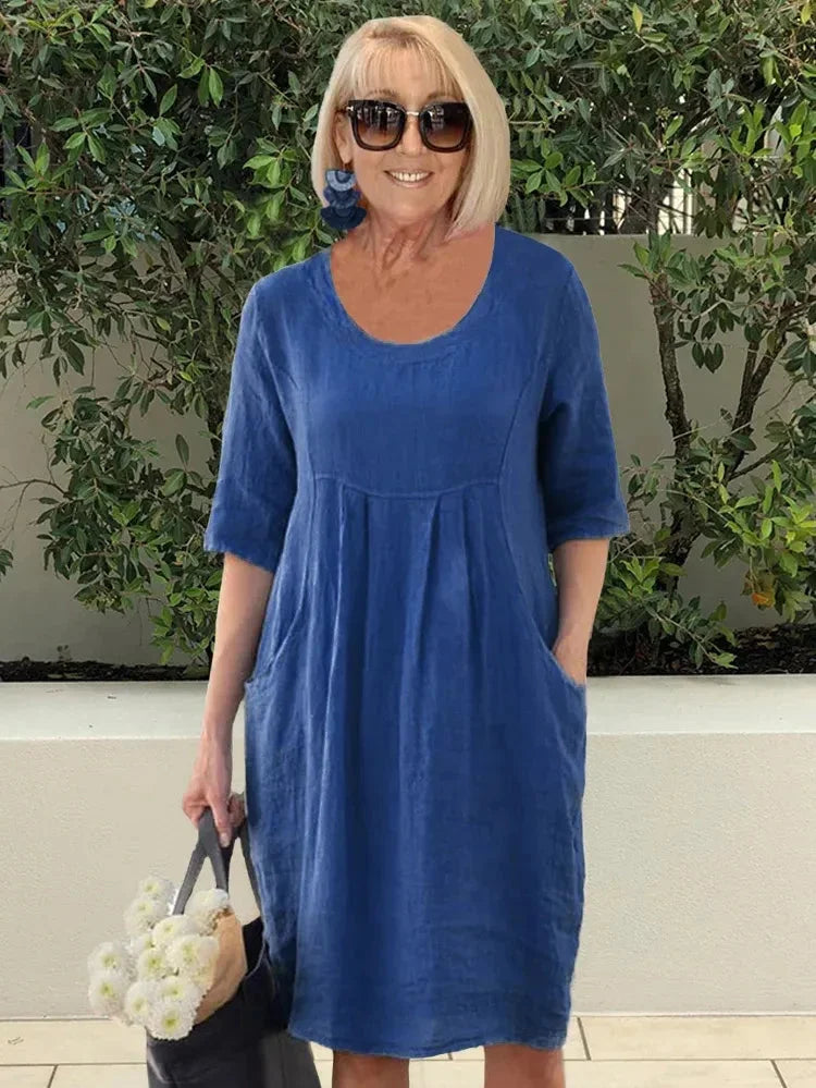 Devyn | Relaxed Pocket Midi Dress with Half Sleeves