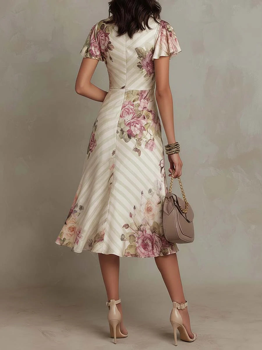 Neomi | Floral Satin Wrap Midi Dress