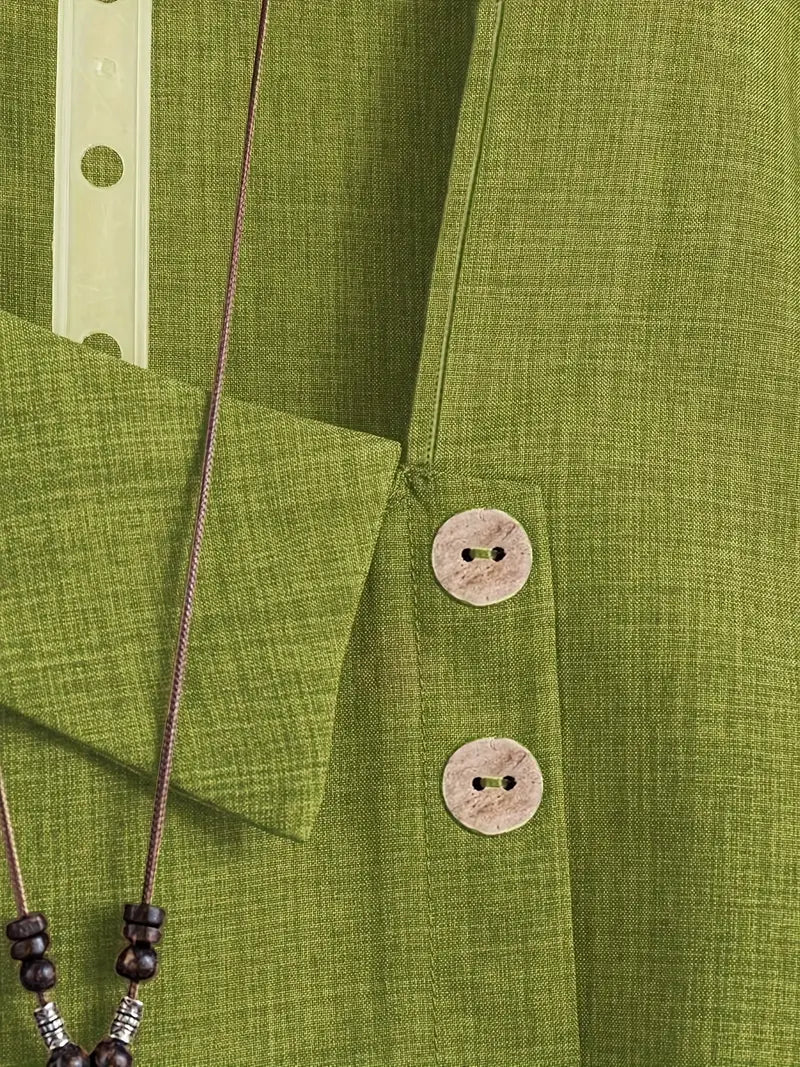 Milany | Linen Asymmetric Button Short Sleeve Blouse
