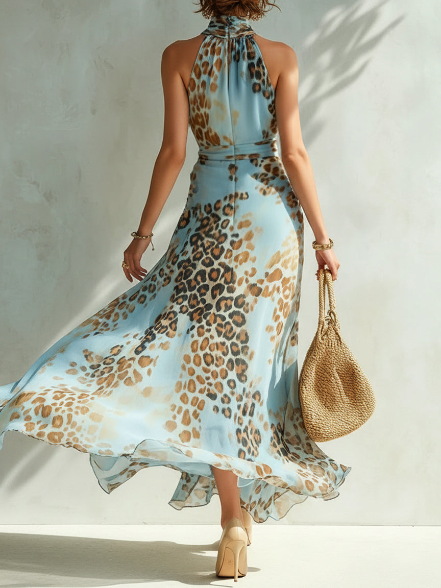 Nekolina | Leopard Print Halterneck Maxi Dress