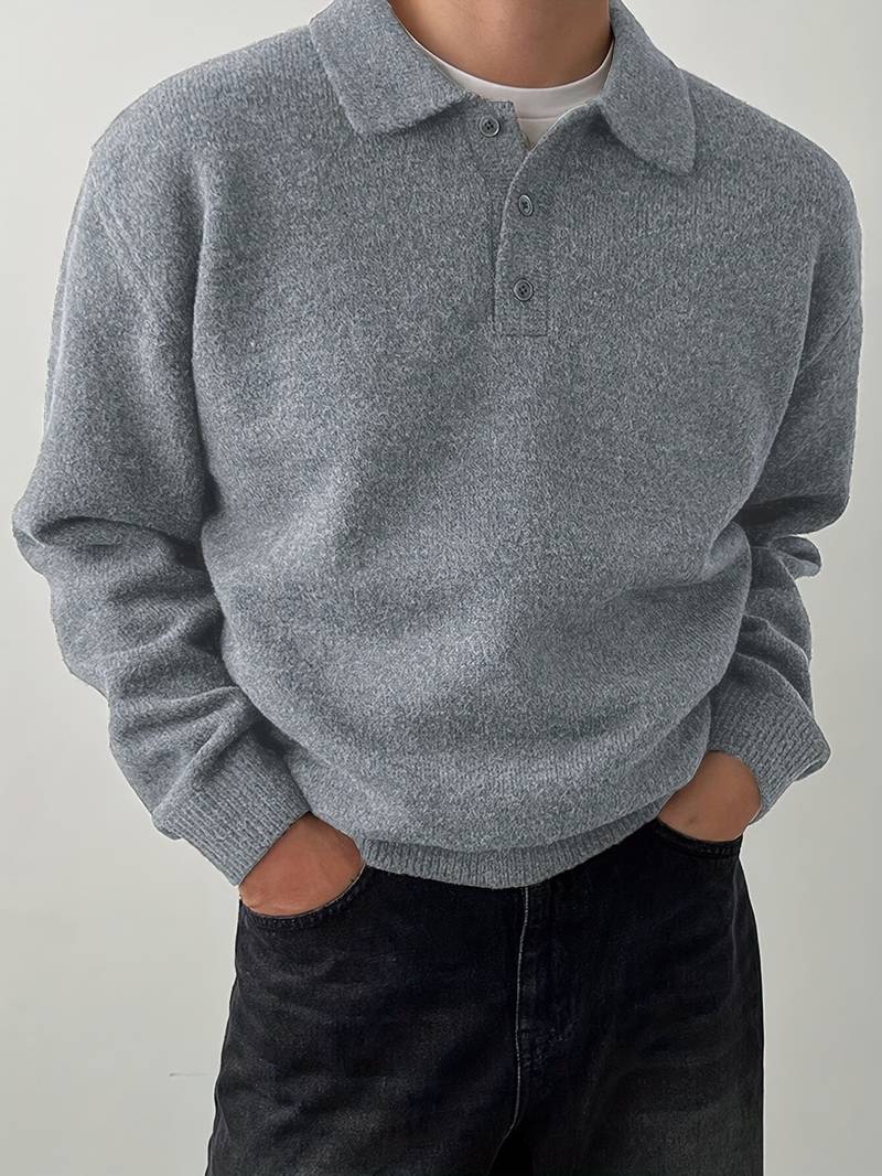 Eliran | Long Sleeve Textured Knit Polo Top