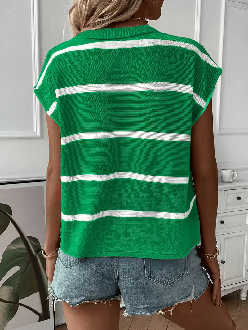 Enila | Striped Knit Jumper with Short Sleeves
