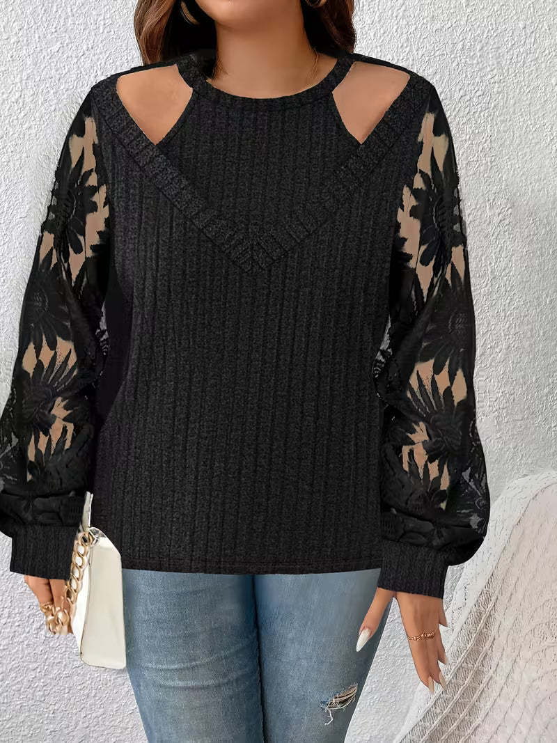 Suchinda | Cold-Shoulder Long Sleeve Top in Green