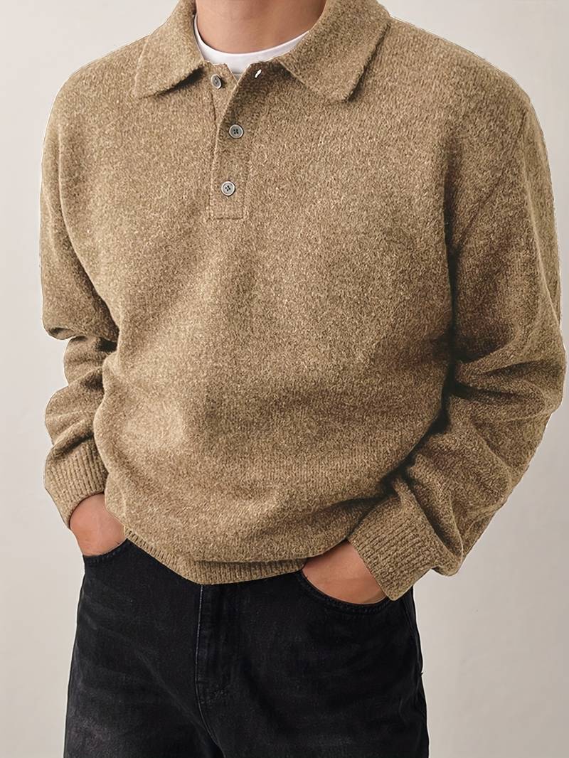 Eliran | Long Sleeve Textured Knit Polo Top