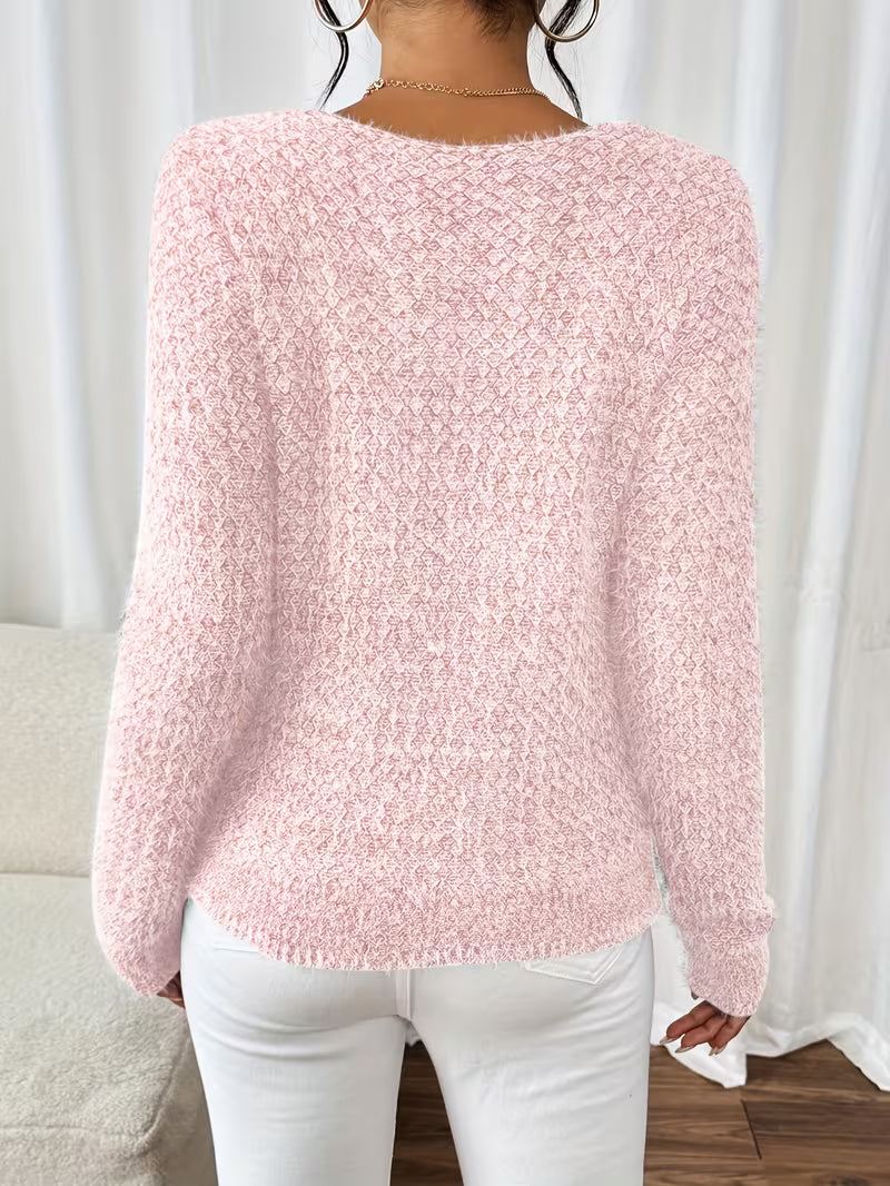 Aderah | V-Neck Textured Knit Jumper
