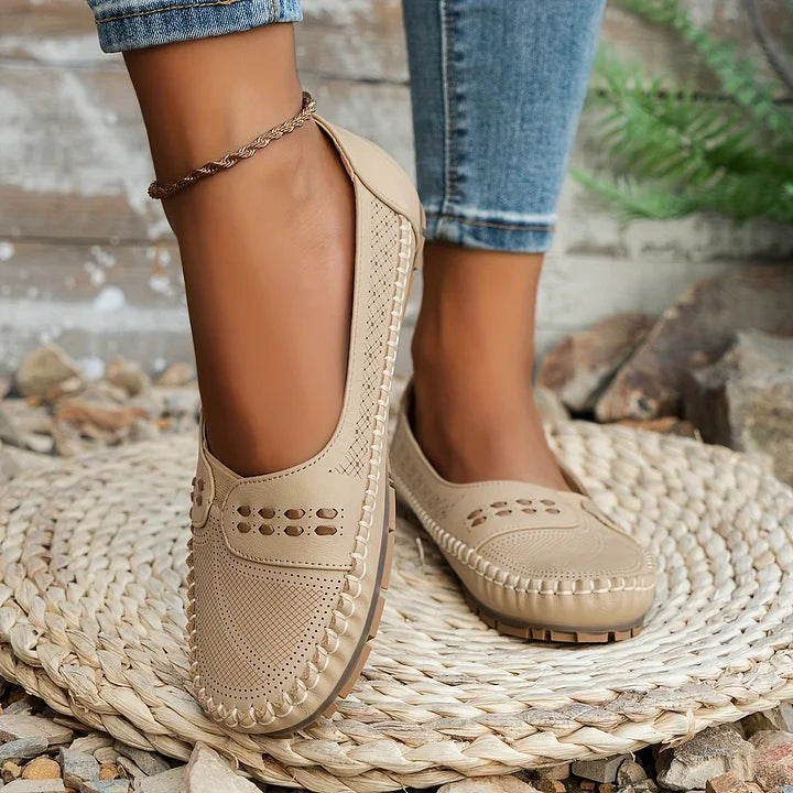 Gerdien | Brown Slip-On Perforated Loafers
