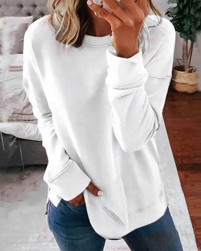 Gilda | Relaxed Long Sleeve Sweatshirt with Side Slits