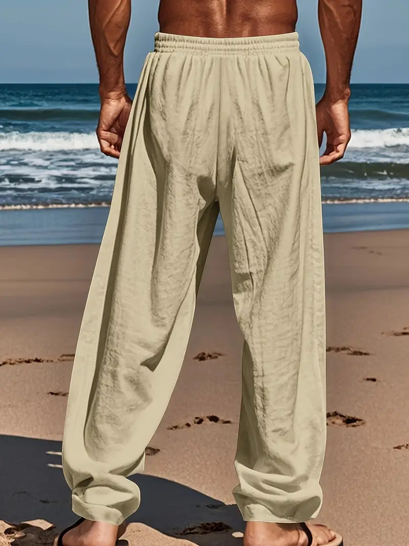 Babaev | Drawstring Wide Leg Linen-Style Trousers