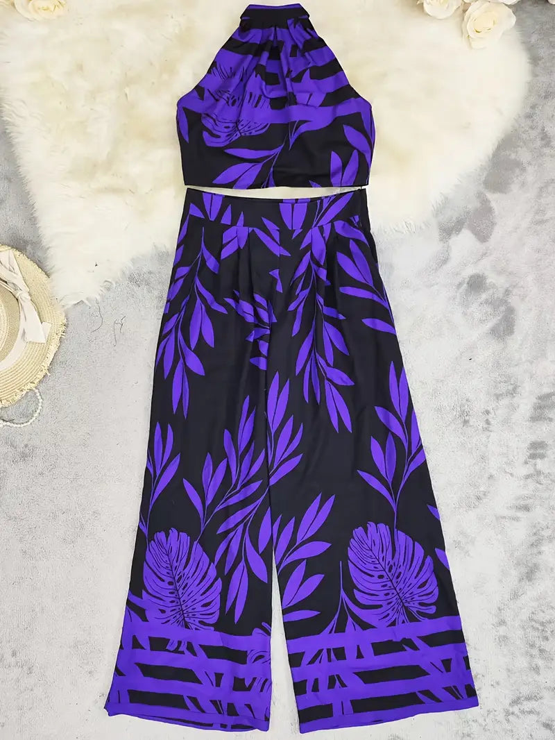 Zirina | Tropical Print Halter Two Piece Set