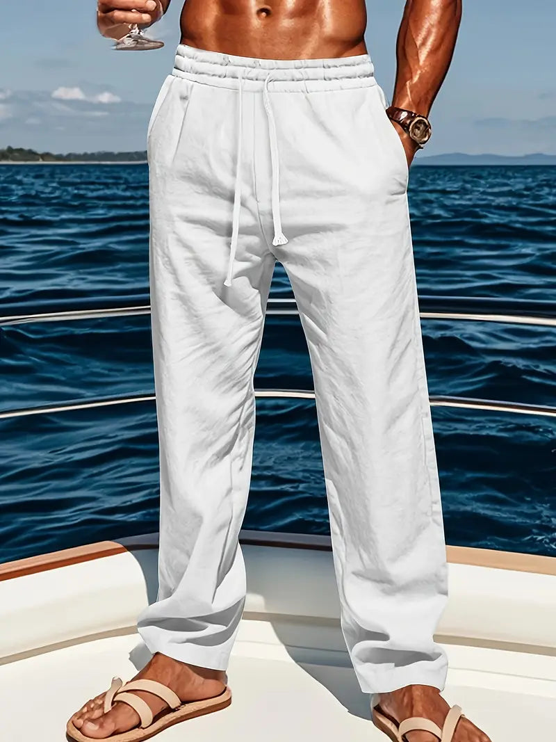 Babaev | Drawstring Wide Leg Linen-Style Trousers