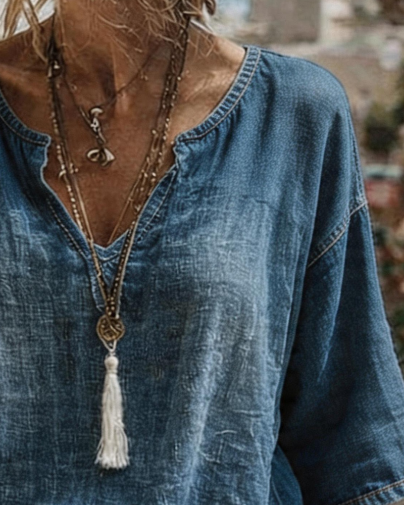 Syleena | V-Neck Relaxed Fit Blouse