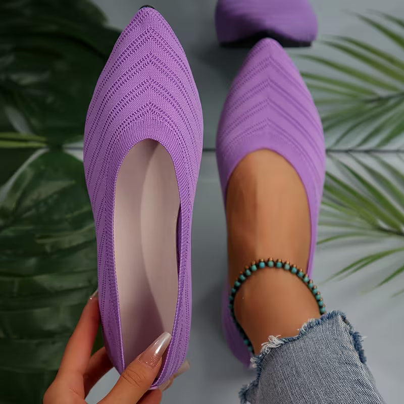 Mikya - Pointed Toe Knit Ballet Flats