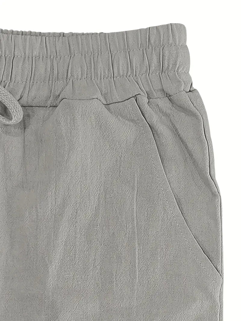 Babaev | Drawstring Wide Leg Linen-Style Trousers