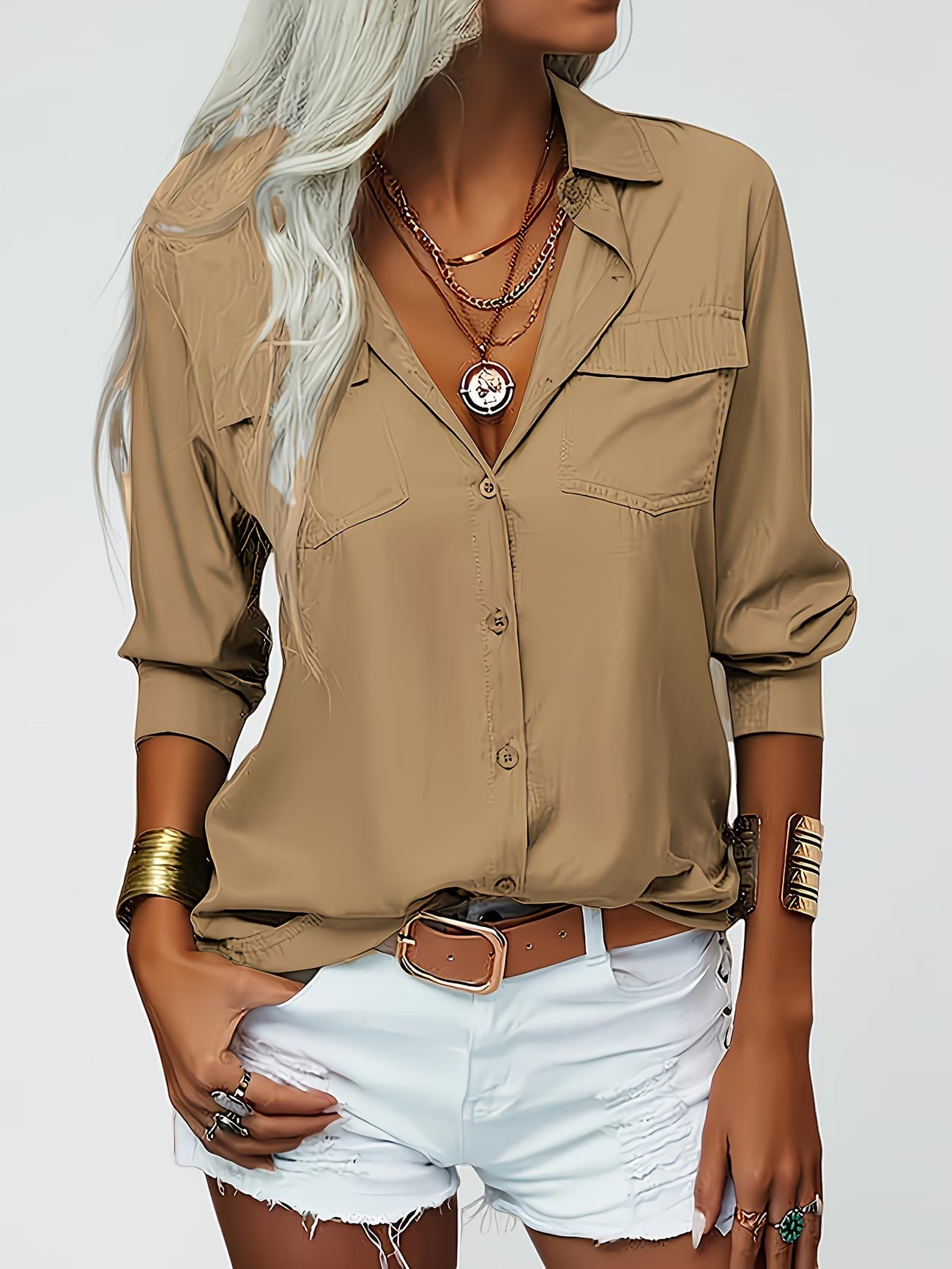Tierna | Loose Fit Button Shirt Blouse