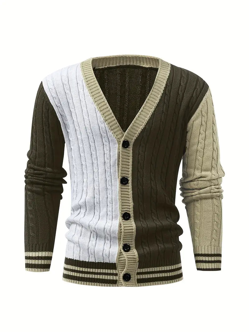 Bryant | Cable Knit Colour Block Cardigan