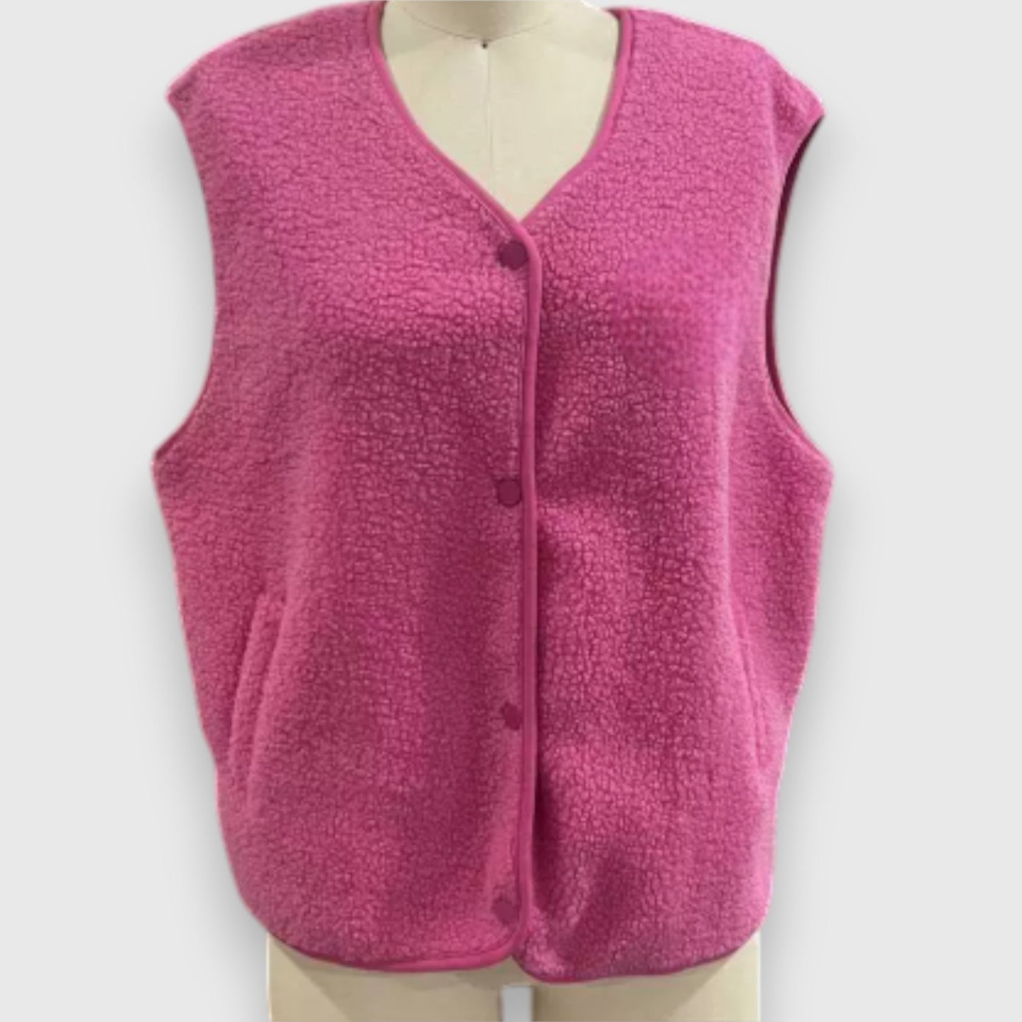 Cheryl | Sleeveless Button Front Fleece Vest
