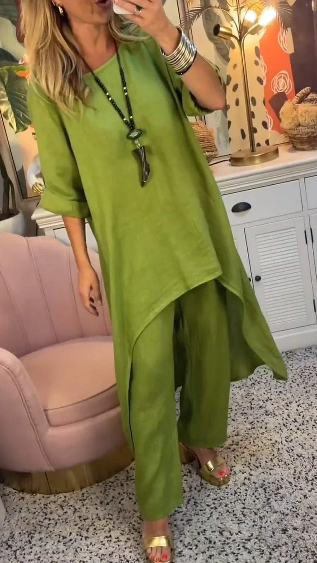 Maryla | Two Piece Asymmetric Tunic Trouser Set
