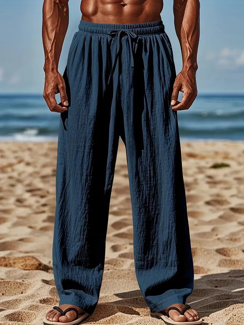 Babaev | Drawstring Wide Leg Linen-Style Trousers