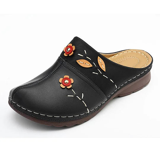 Janeth | Floral Stitch Slip-On Clogs