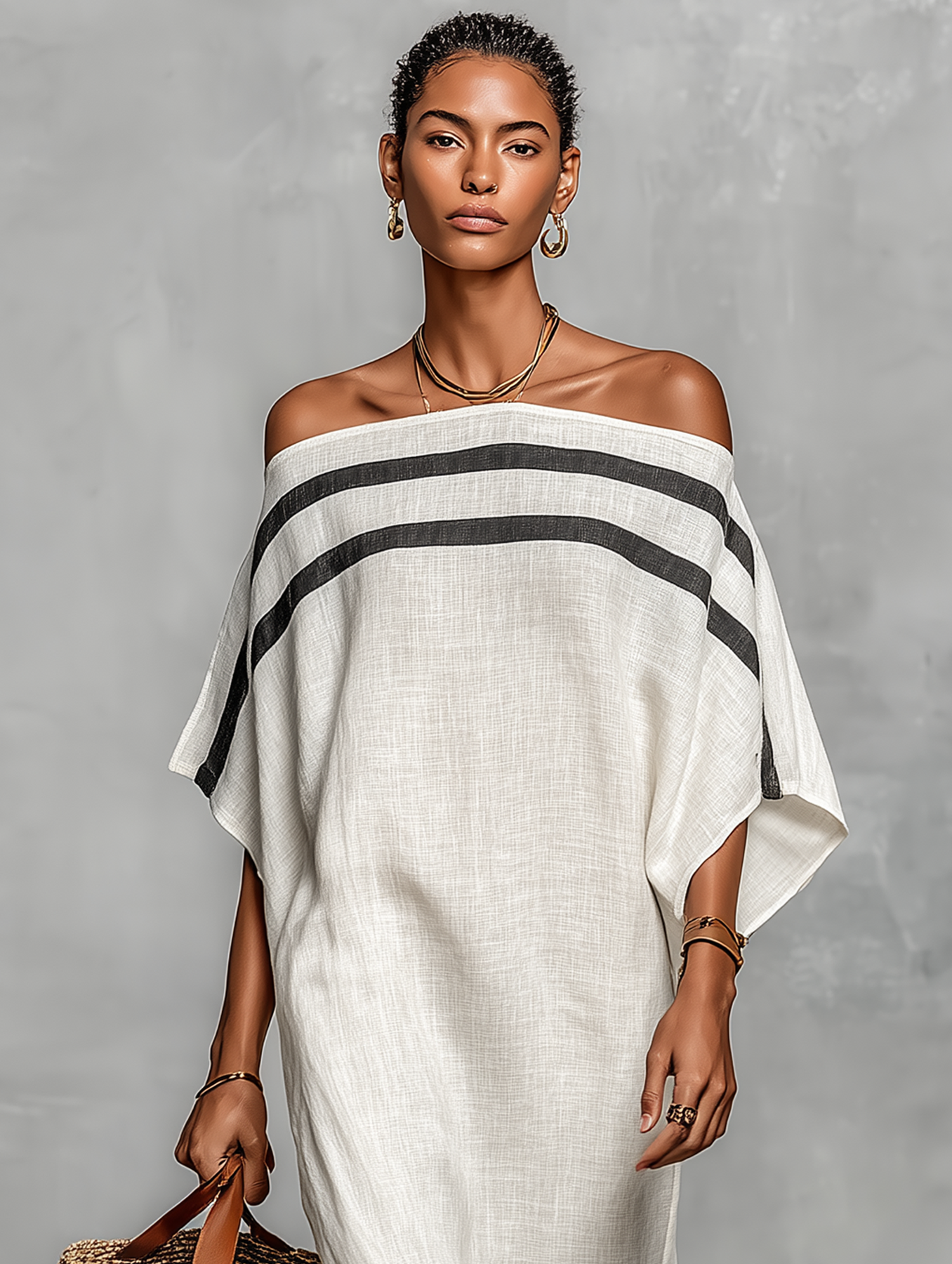 Vilina | Off Shoulder Striped Maxi Dress