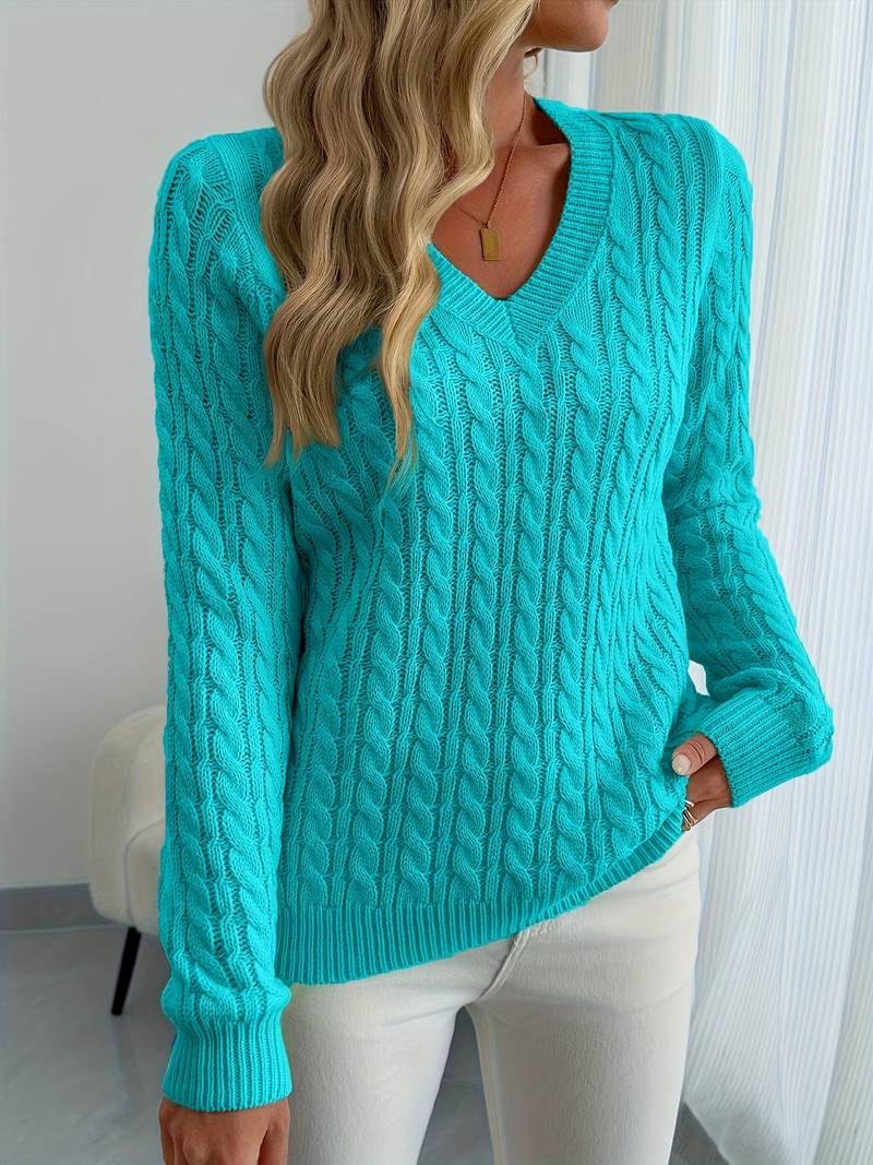 Zivah | V-Neck Cable Knit Jumper