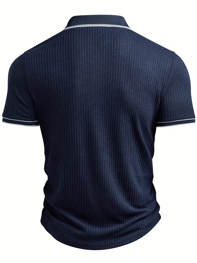 Orestis - Ribbed Short Sleeve Contrast Polo Shirt