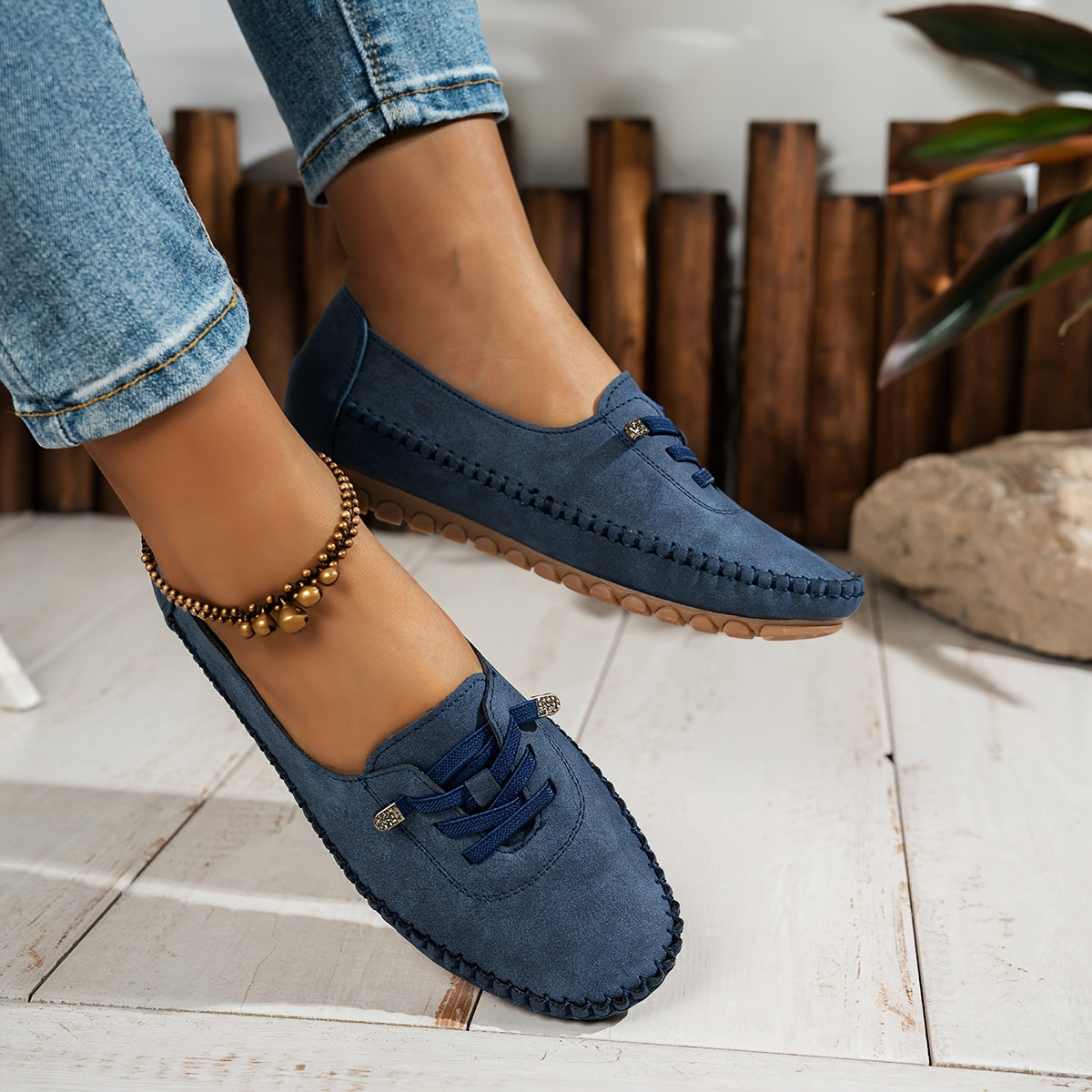 Zakiya - Suede Style Lace Up Loafers