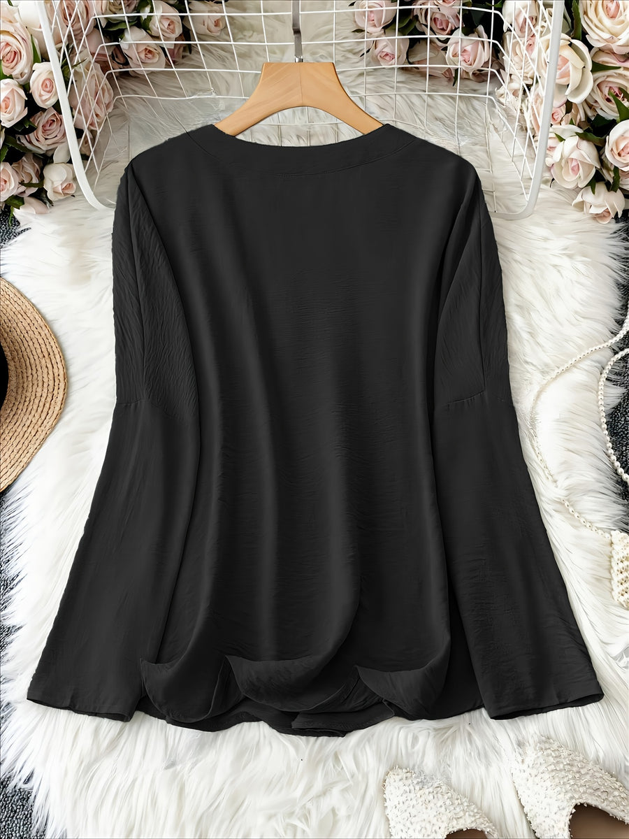 Shawna | V Neck Long Sleeve Relaxed Blouse