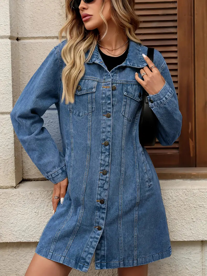 Tacie | Denim Long Sleeve Button Front Jacket