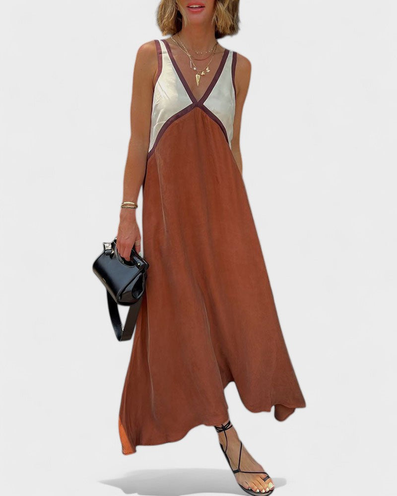 Vida | Sleeveless Colour Block Maxi Dress