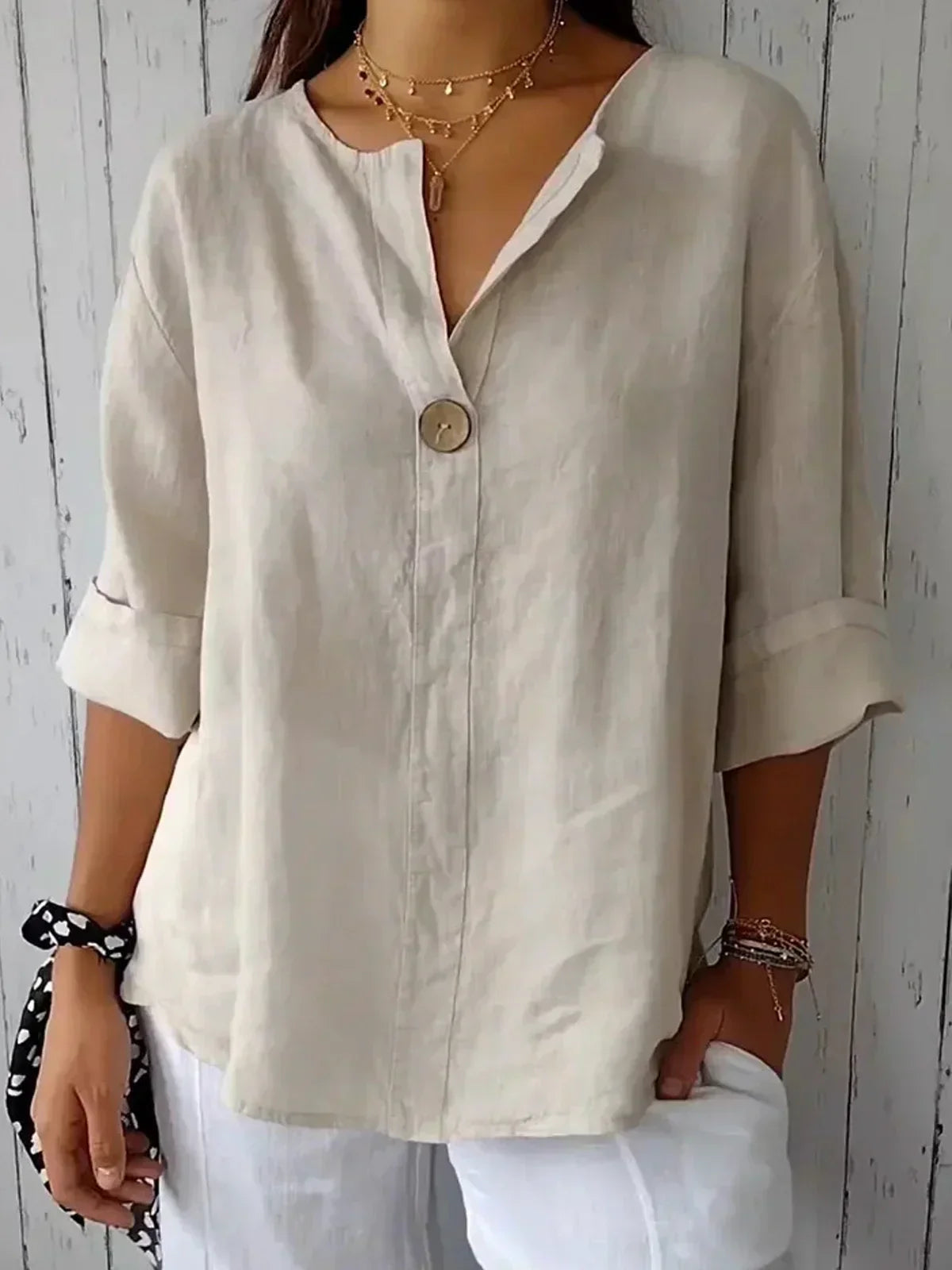 Yvonna | Loose Fit Button Front Blouse
