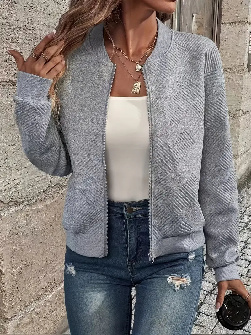 Juanita | Textured Zip-Up Long Sleeve Jacket