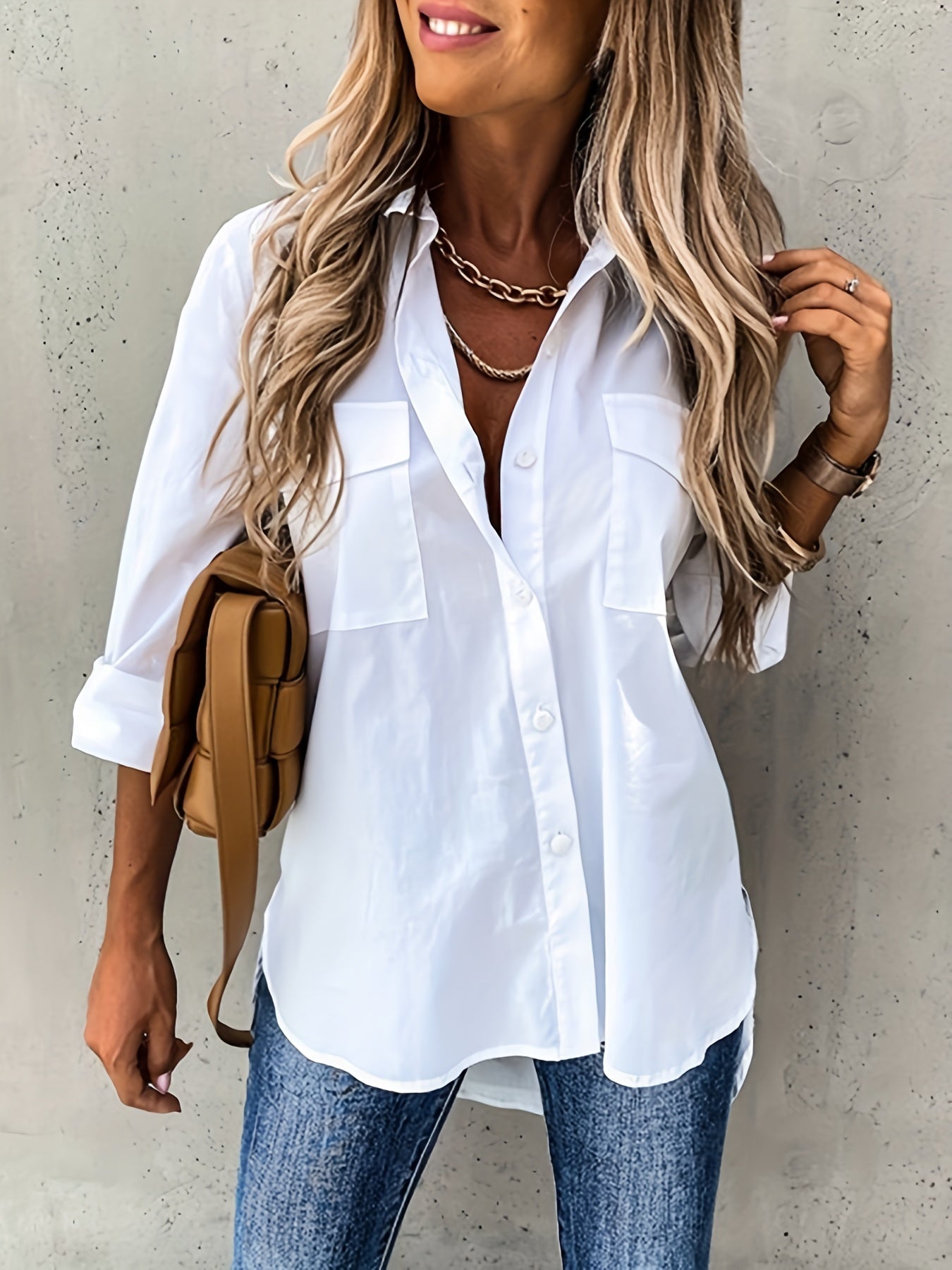 Aziza | Button Front Long Sleeve Shirt