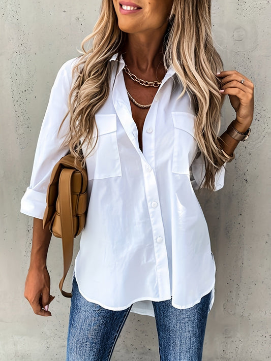 Aziza | Button Front Long Sleeve Shirt