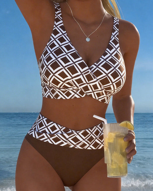 Roxy | Diamond Pattern Two Piece Swimsuit