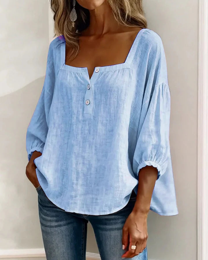 Leontien | Square Neck Button Blouse