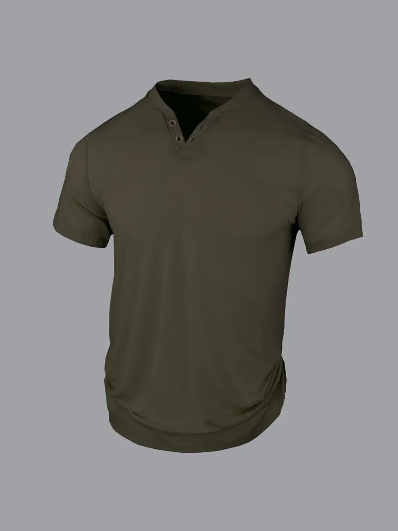 Eligio | Henley Neck Short Sleeve T Shirt
