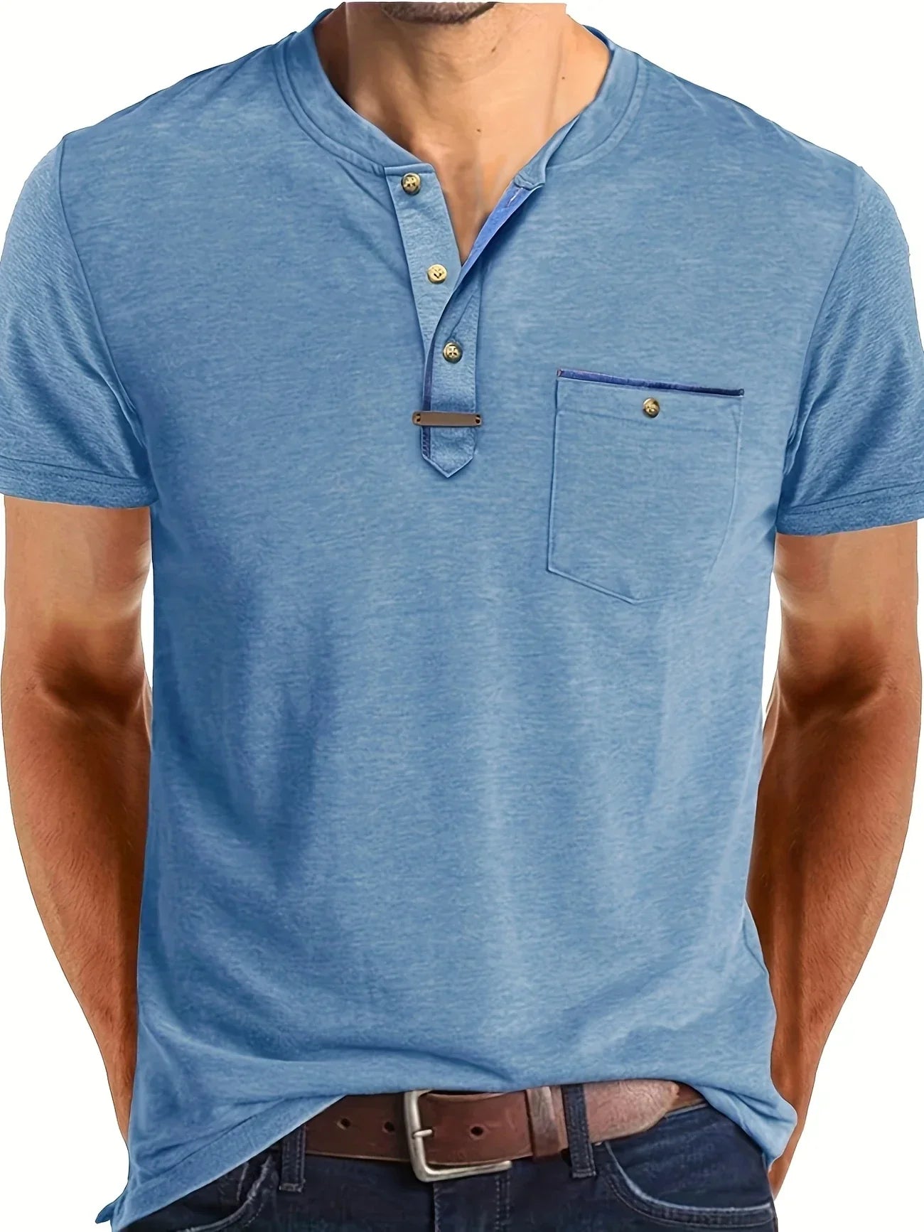 Saxon | Short Sleeve Henley Pocket T Shirt