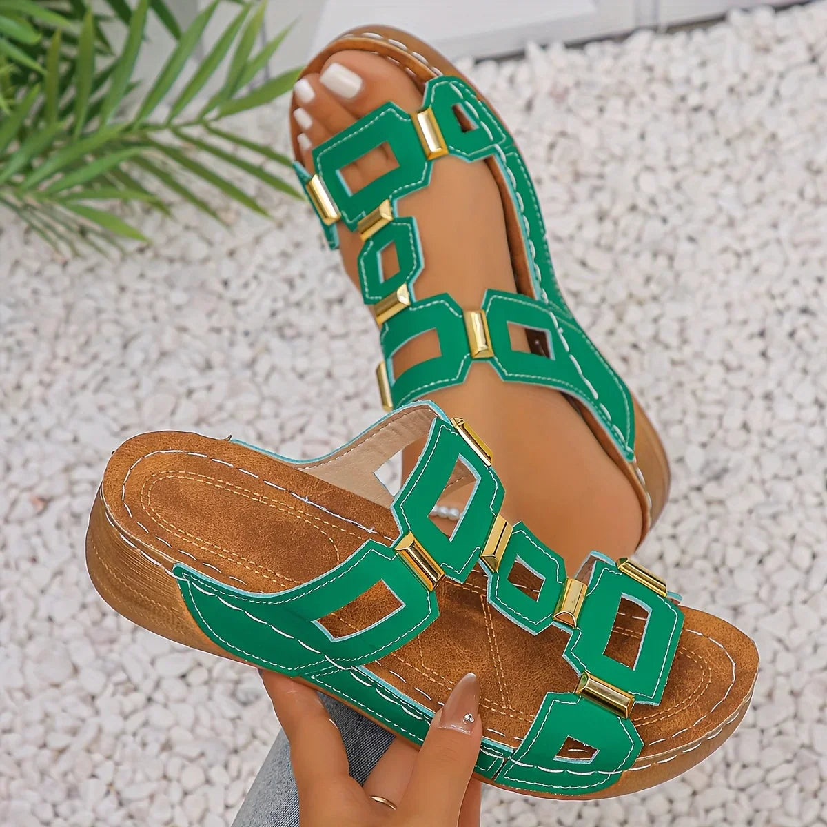 Norika | Open Toe Cut-Out Slide Sandals