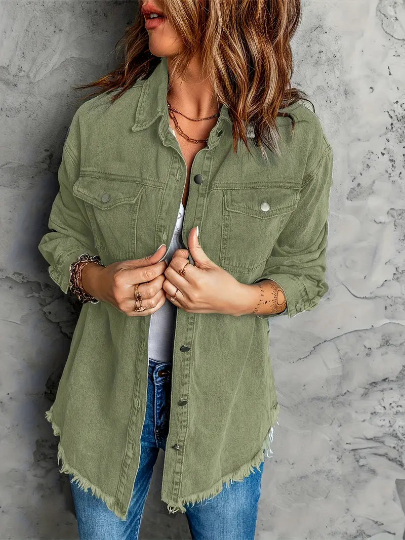 Malika | Denim Jacket with Long Sleeves and Pockets