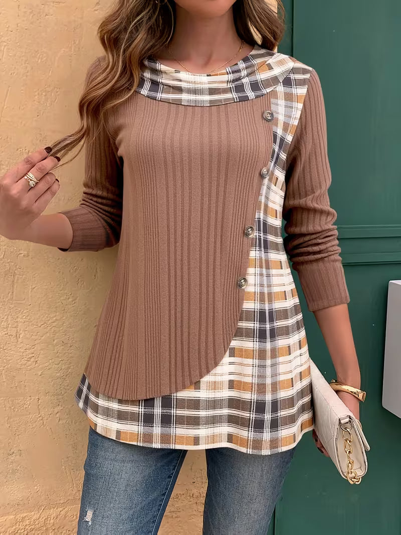 Florilitha | Ribbed Long Sleeve Printed Top