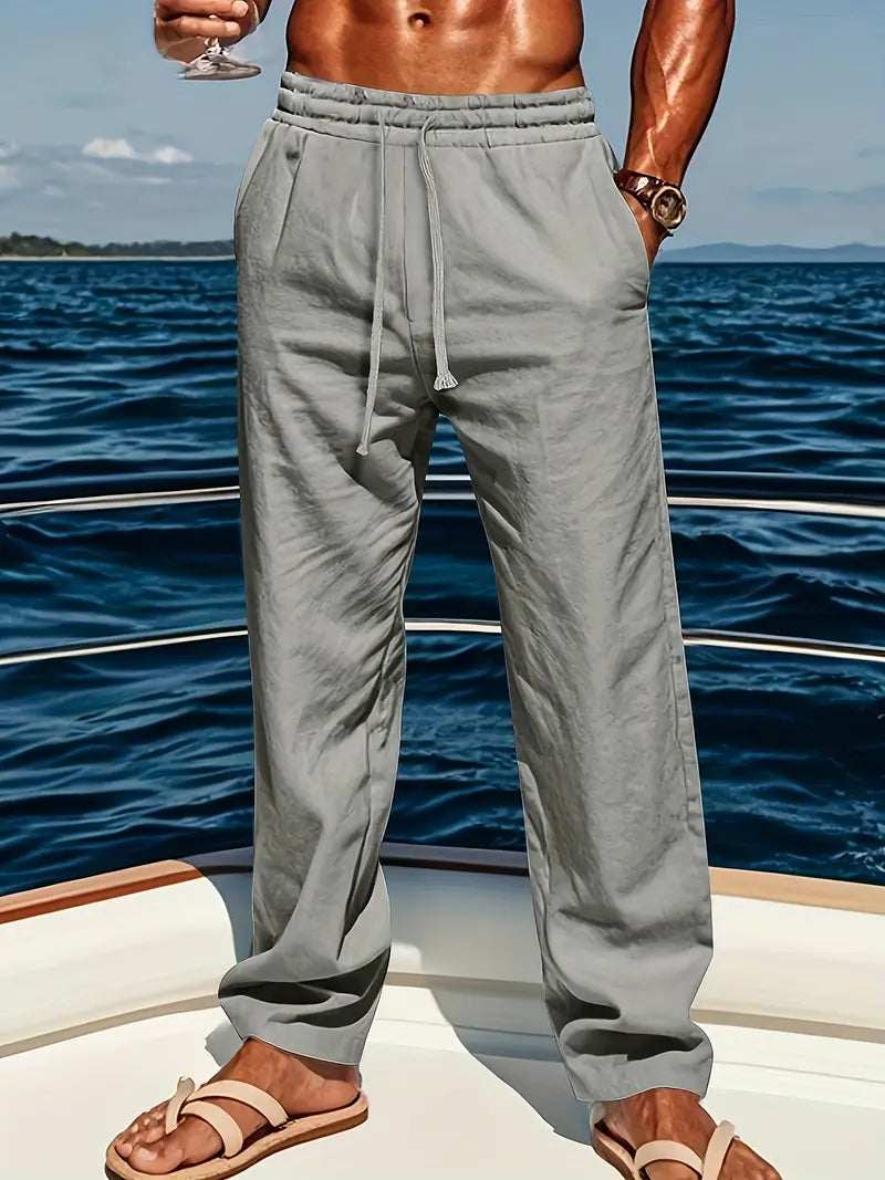 Babaev | Drawstring Wide Leg Linen-Style Trousers